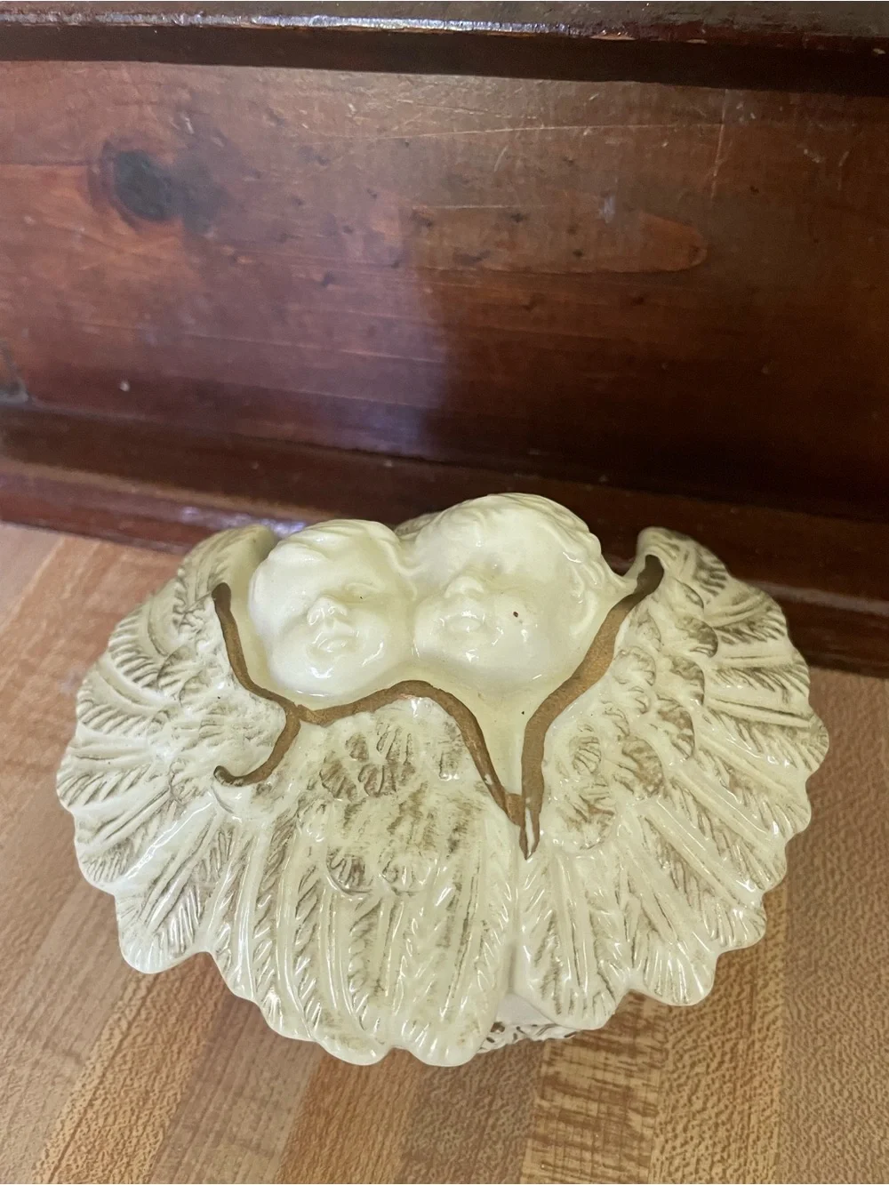 Cream Porcelain Vanity Set with Gold Accents - Vintage Style